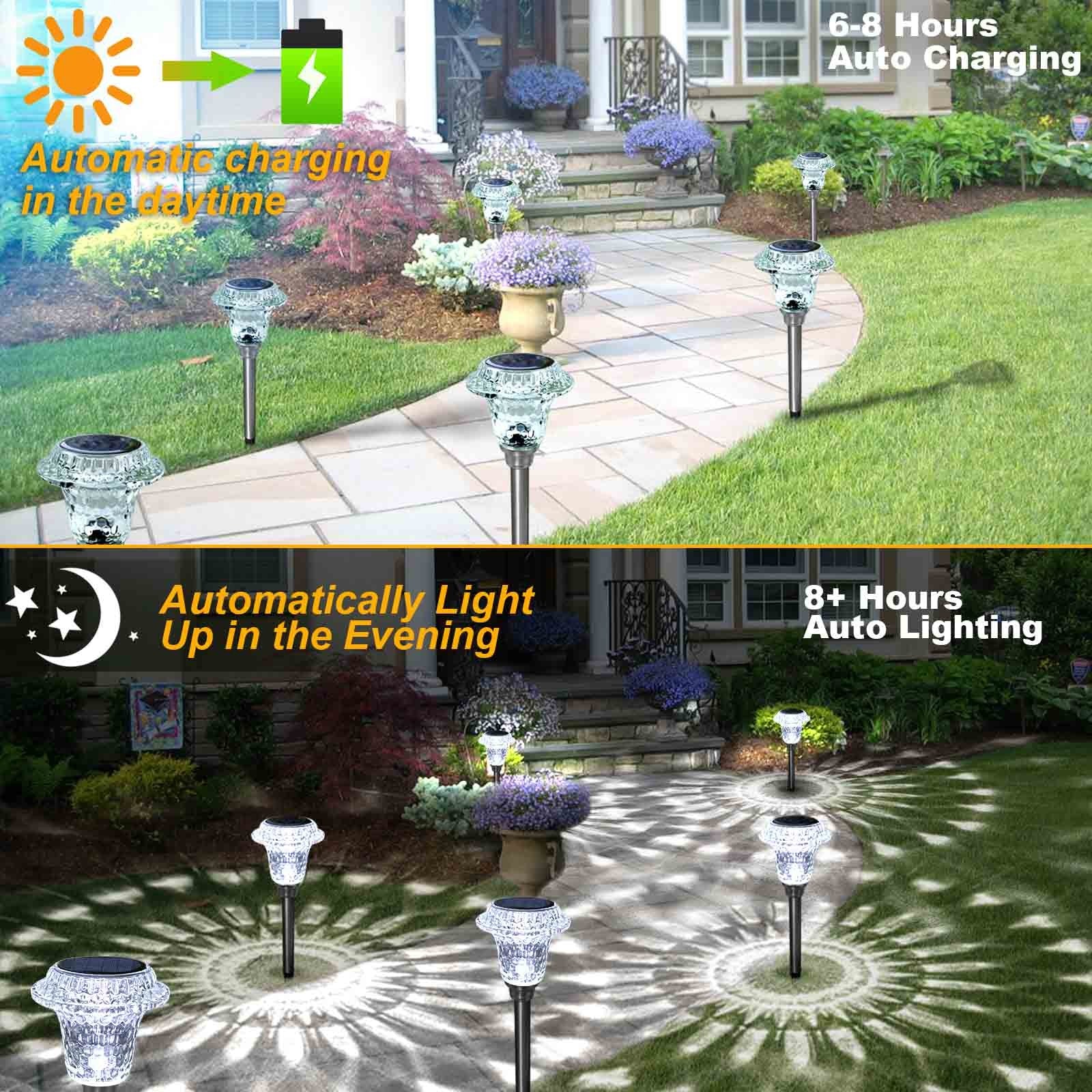 4 Pack Solar Pathway Lights， Waterproof Solar Garden Lights Outdoor For Yard， Landscape， Walkway(White)