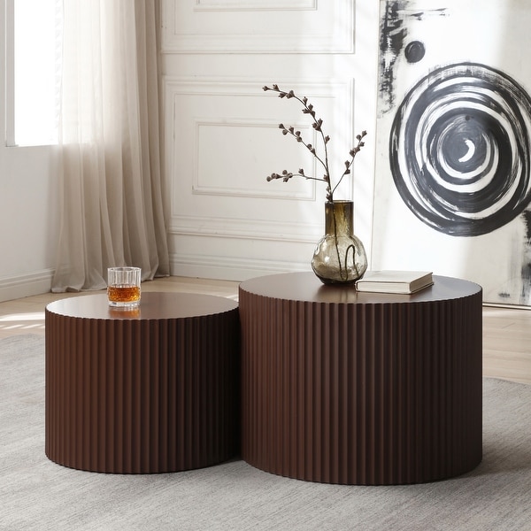 Modern Round Accent Nesting Side Coffee Table Set (Set of 2)