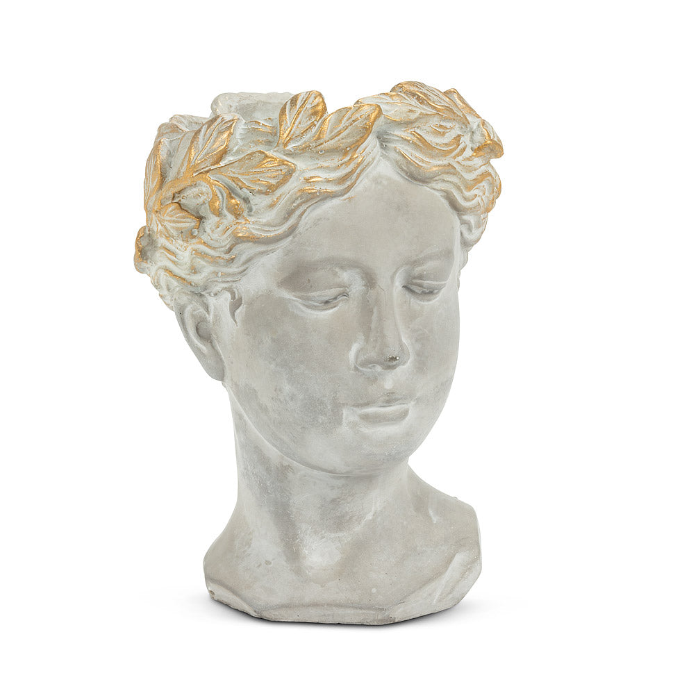 Small Woman Head Planter with gold