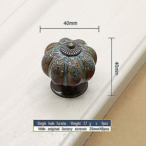 Set Of 6 Drawer Pulls， Cabinet Handles， Ceramic Knobs， Retro And Elegant Pumpkin Knobs， Cabinet Drawer Pulls