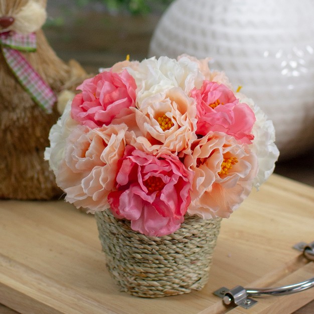 Pink And White Hydrangea Springtime Artificial Flower Pot