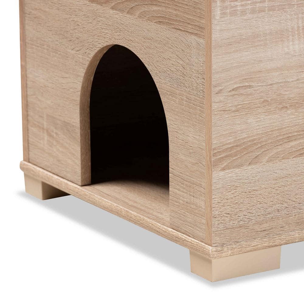 Baxton Studio Mariam Oak Litter Box Cover Cat House 194-11763-HD