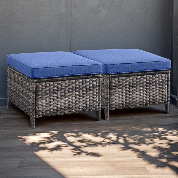 Wicker Rattan Ottoman Outdoor Patio Ottoman