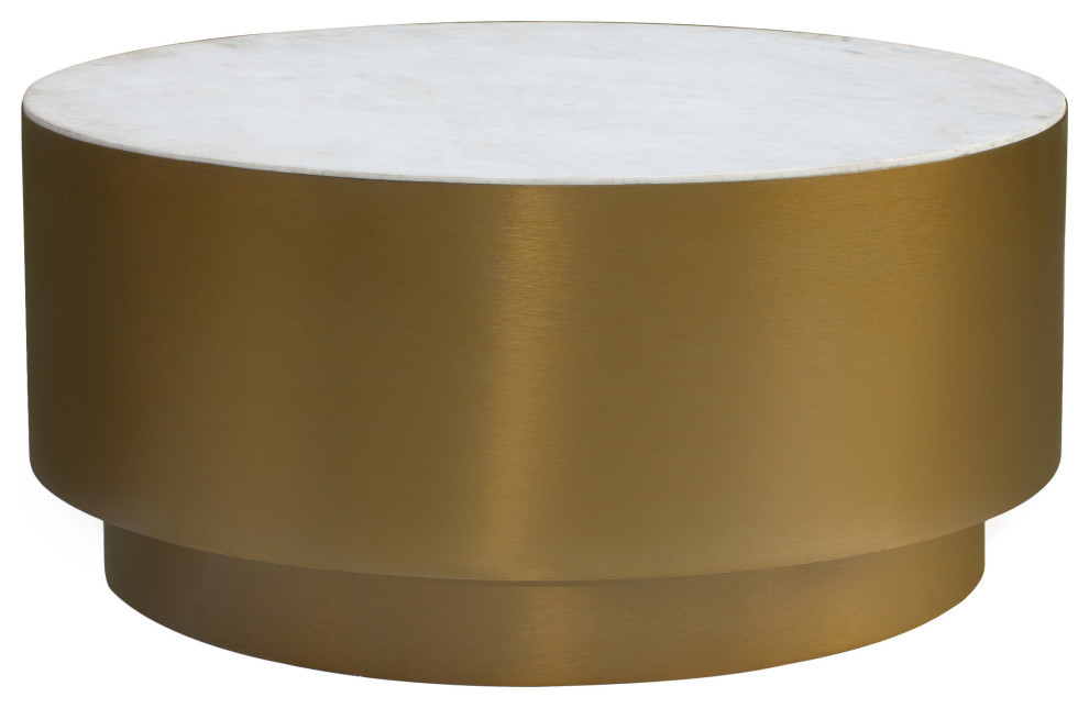 Presley Coffee Table  Marble Top  Brushed Gold Metal Base   Contemporary   Coffee Tables   by Meridian Furniture  Houzz