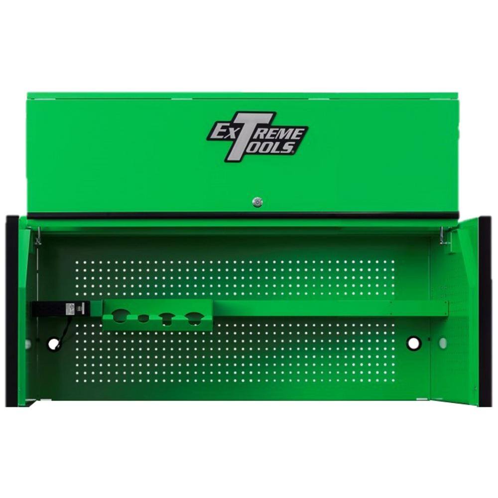 Extreme Tools RX Series 55 in. Green Triple Bank Hutch with Gloss Black Handle and Trim RX552501HCGNBK