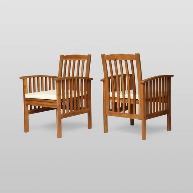 Casa 2pk Acacia Dining Chairs Brown cream Christopher Knight Home