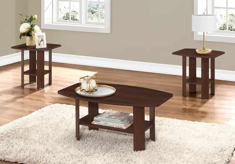 Traditional Cherry 3 Piece Occasional Table Set