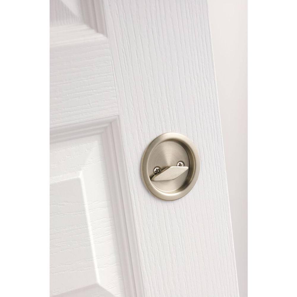 Kwikset Round Satin Nickel BedBath Pocket Door Lock 335 15 RND PCKT DR LCK