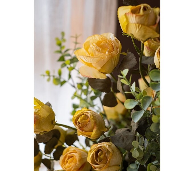 RusticReach Dry Flower Dry Rose Stem White or Yellow 23 Tall