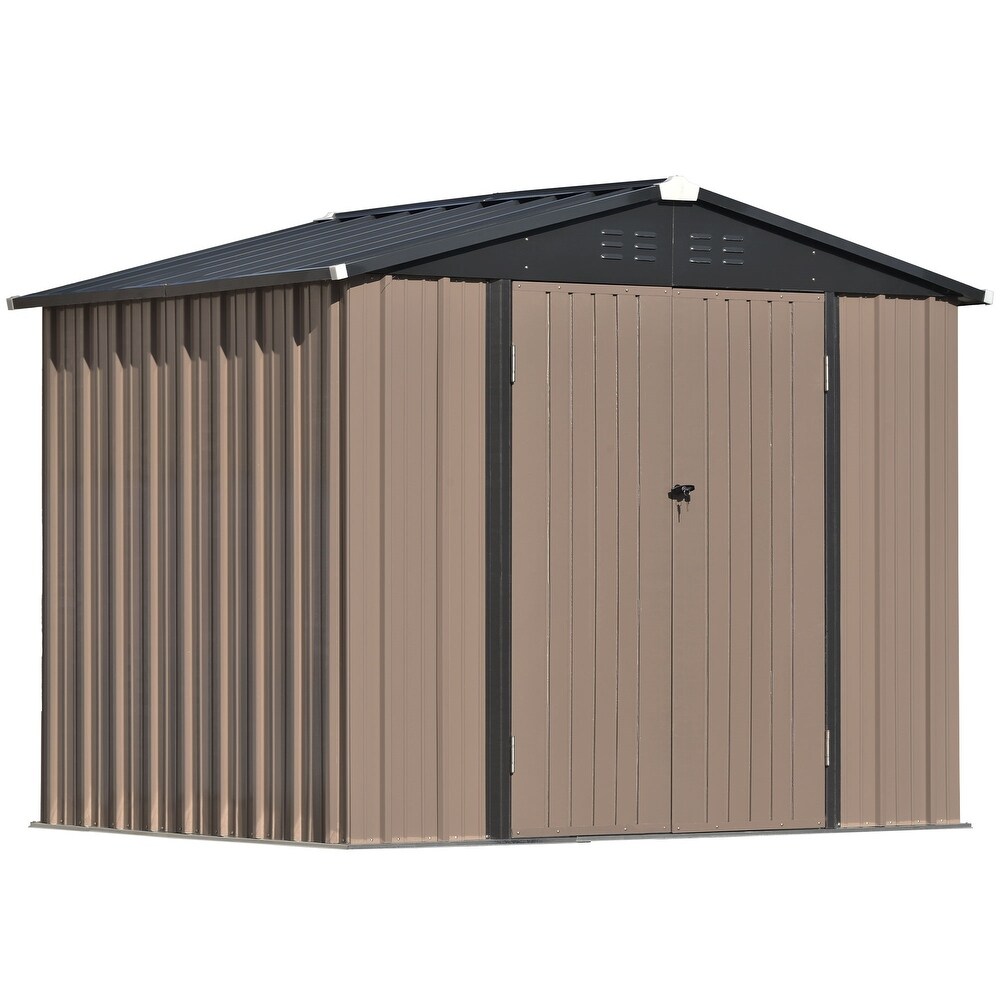 Metal Storage Shed with Adjustable Shelf and Lockable Doors Tool Cabinet with Vents