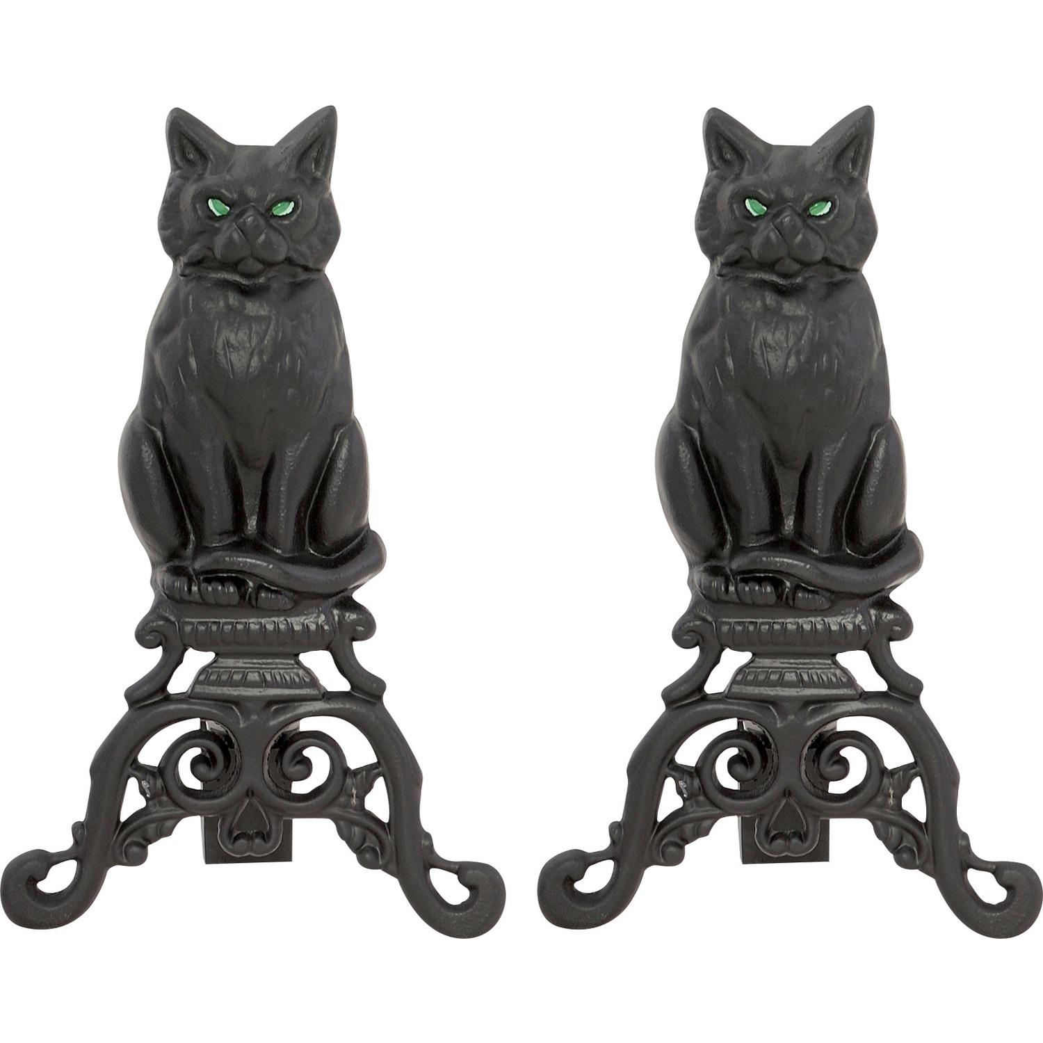 UniFlame BLACK CAST IRON CAT ANDIRONS