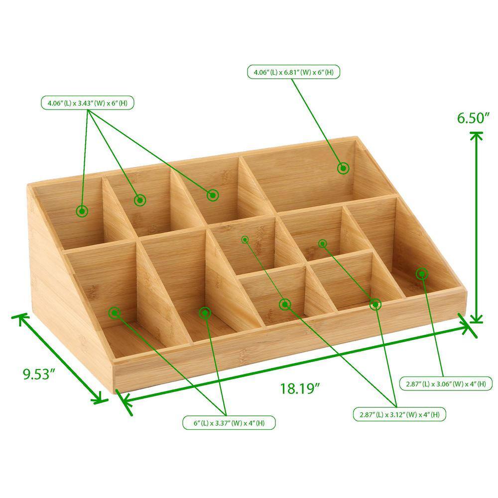 Mind Reader 11-Compartment Breakroom Coffee Condiment Organizer Brown COMORGBM-BRN