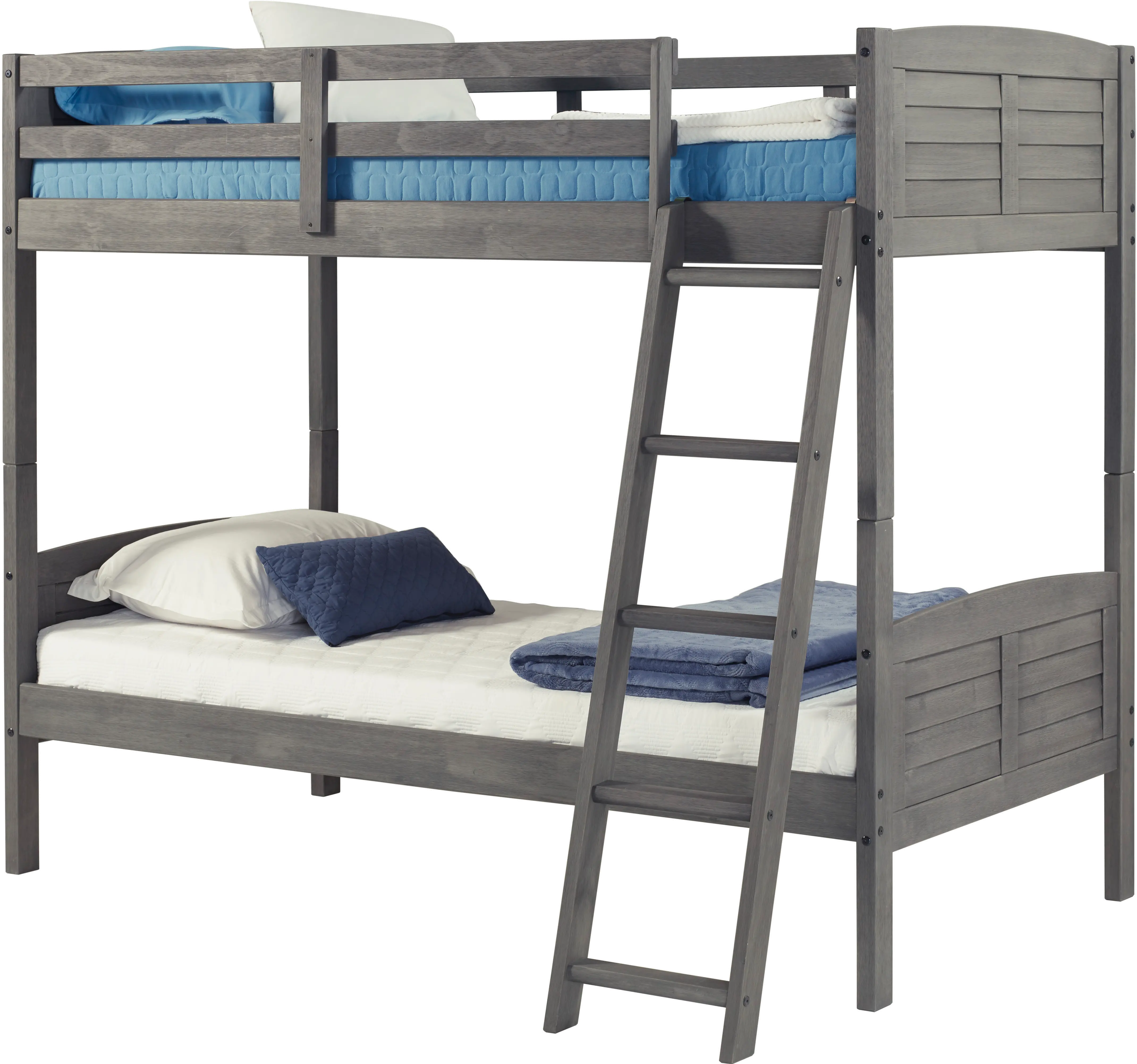 Antique Gray Twin over Twin Bunk Bed - Louver