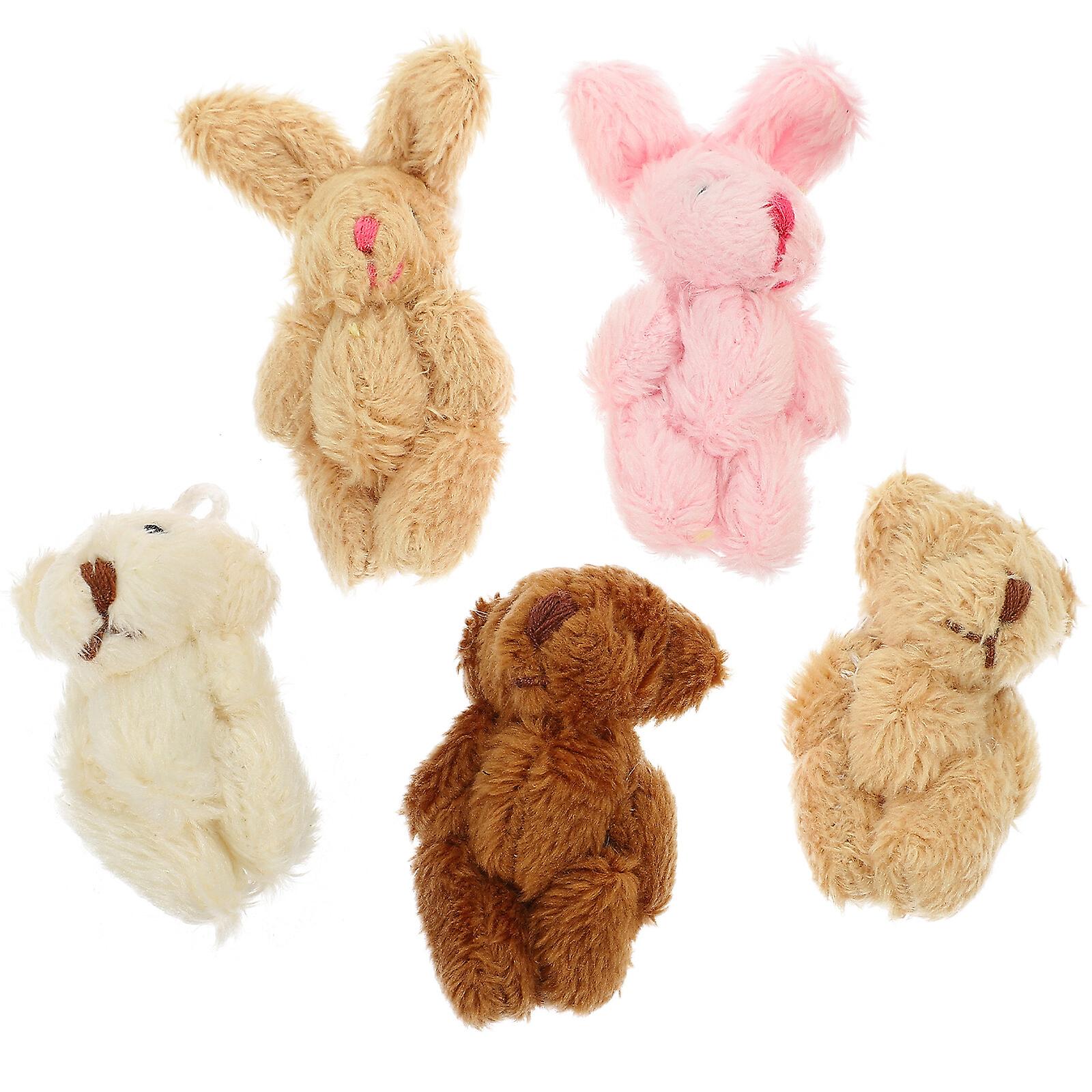 5pcs Doll House Plush Doll Miniature Plush Doll Figurines Mini Bear Rabbit Dolls