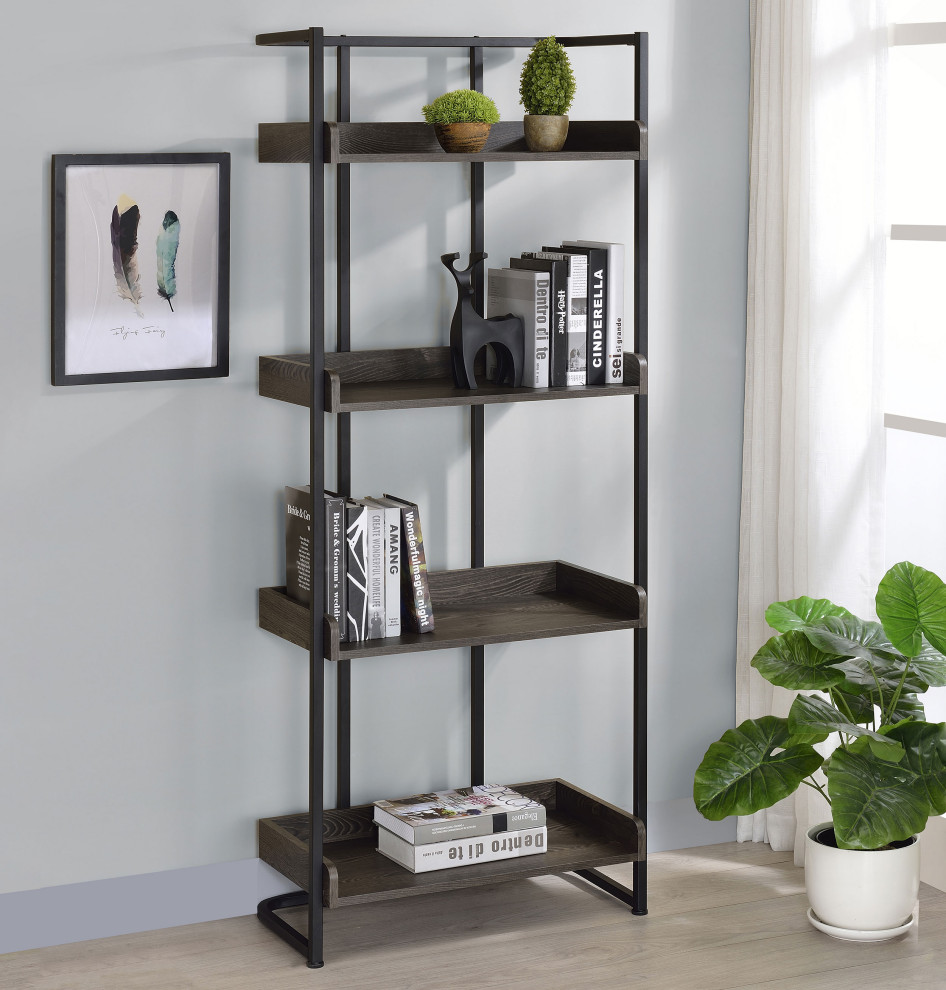 Ember 4 shelf Bookcase Dark Oak and Sandy Black   Modern   Bookcases   by Modon  Houzz