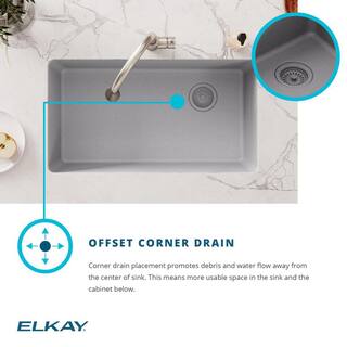 Elkay Quartz Classic Black Quartz 33 in. Single Bowl Undermount Kitchen Sink ELGU13322BK0