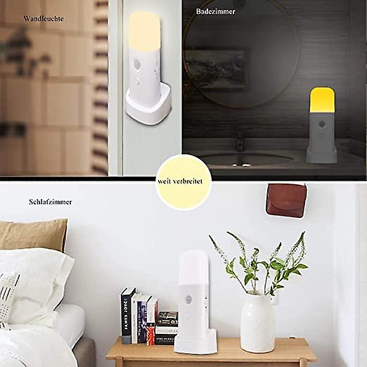 Motion Sensor Lights Indoor，Rechargeable Portable LED Night Light with USB Cable，Cordless Wall Light with Auto/On/Off