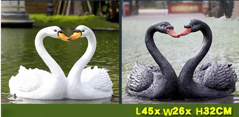 factory supply garden park decoration resin double floating swan statue