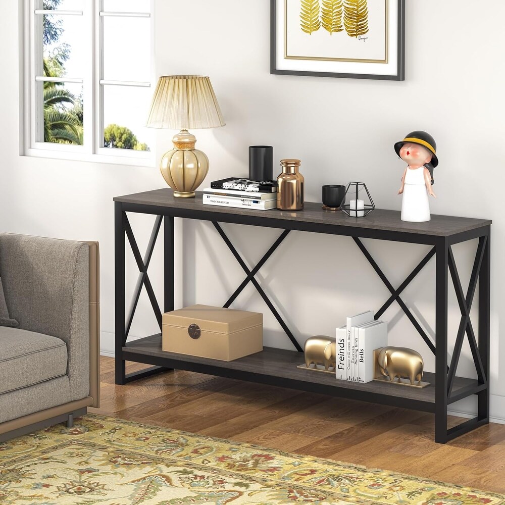 70.9 Inch Console Table  Industrial Sofa Table Narrow Long Entry Table   70.9\