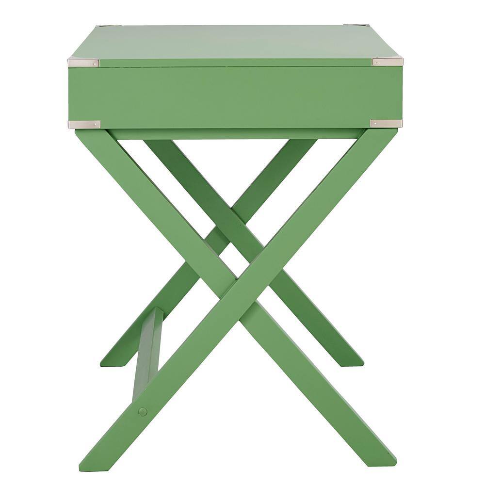 HomeSullivan 42 in. Meadow Green X Base Wood Accent Campaign Writing Desk 40E581A-MDG