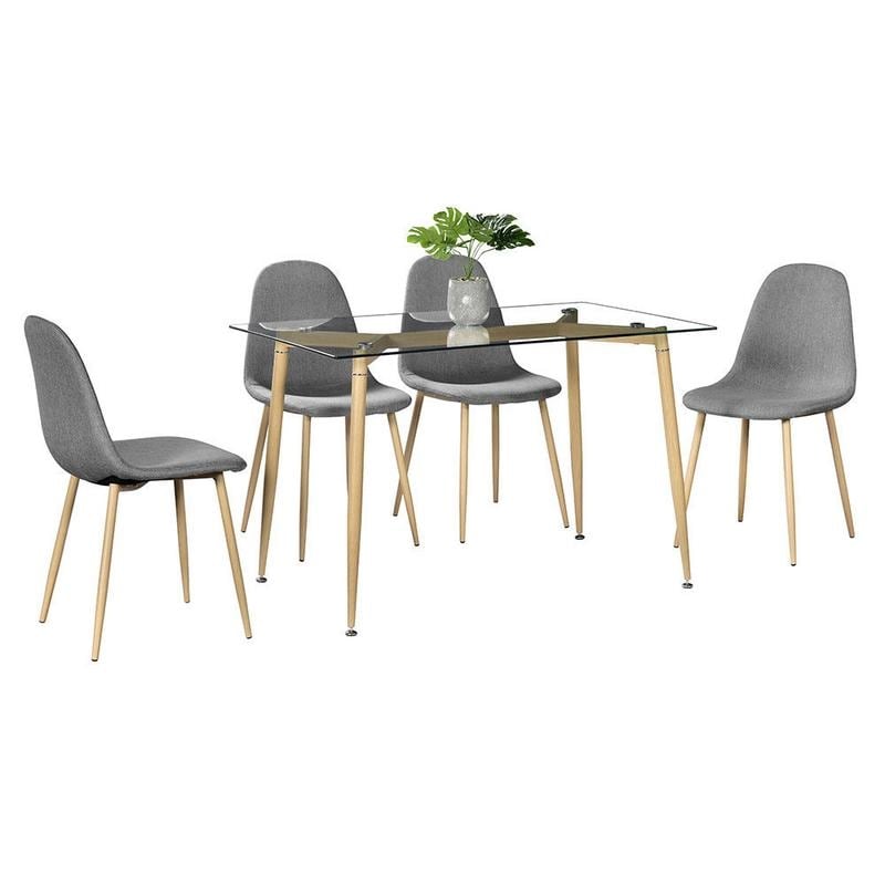 5 Piece Furniture Tempered Glass Dining Table w/4 Chairs Set