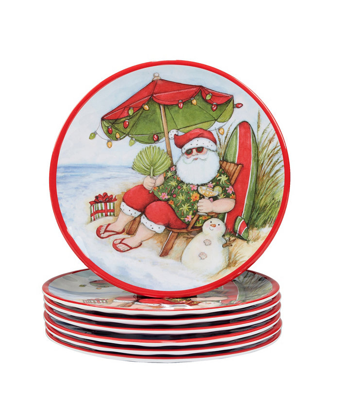 Certified International Santa's Wish 9 Melamine Salad Plates Set of 6