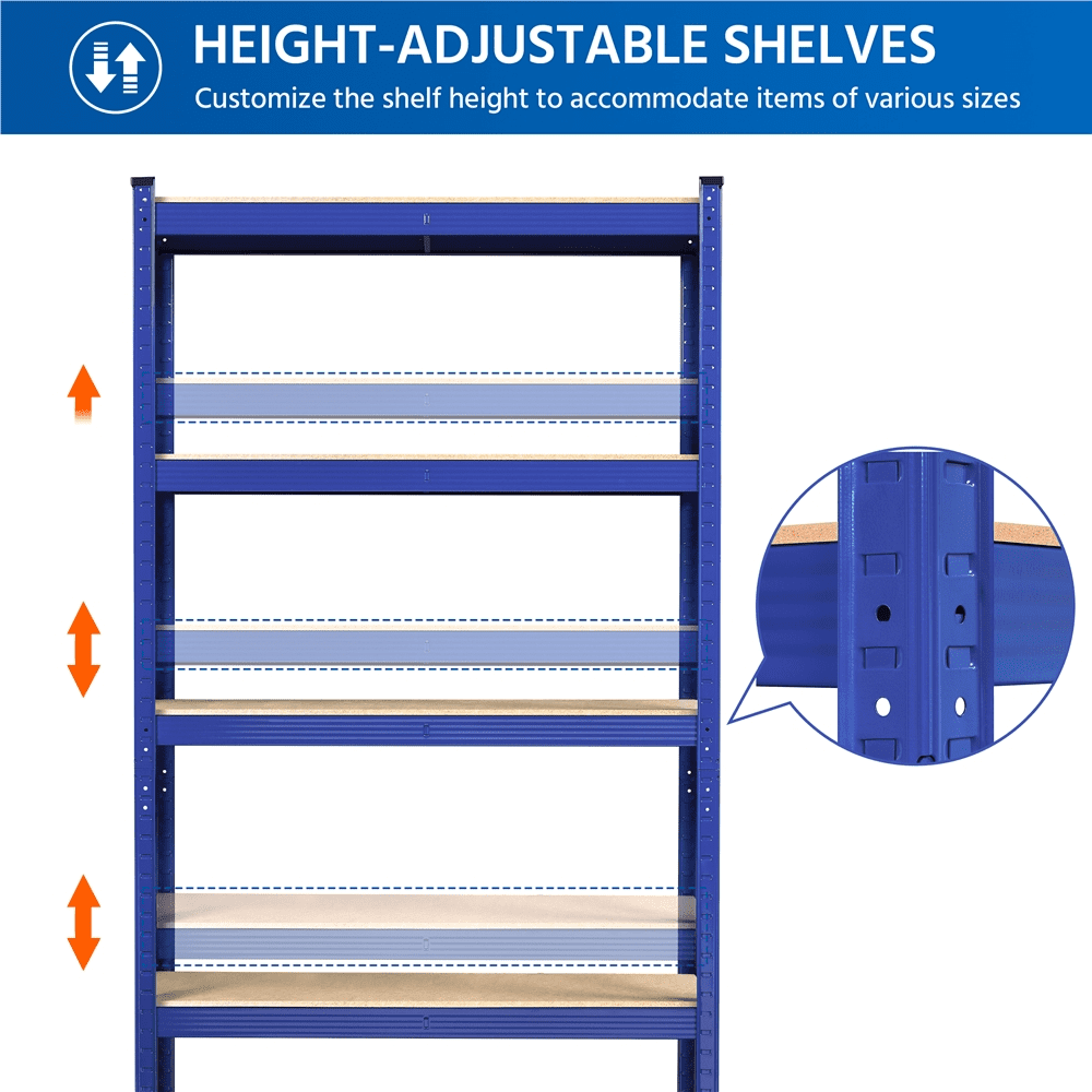 SMILE MART 2pcs 5 Tiers Adjustable Metal Storage Shelf Units Boltless for Home Garage, Blue