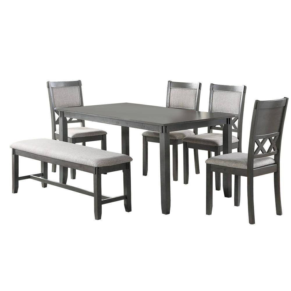 Venetian Worldwide 6-Piece 60 In. Length Gray Dining Set with Bench VP-F2610