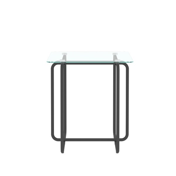 High Quality Glass End Table， Side Table with Metal Base