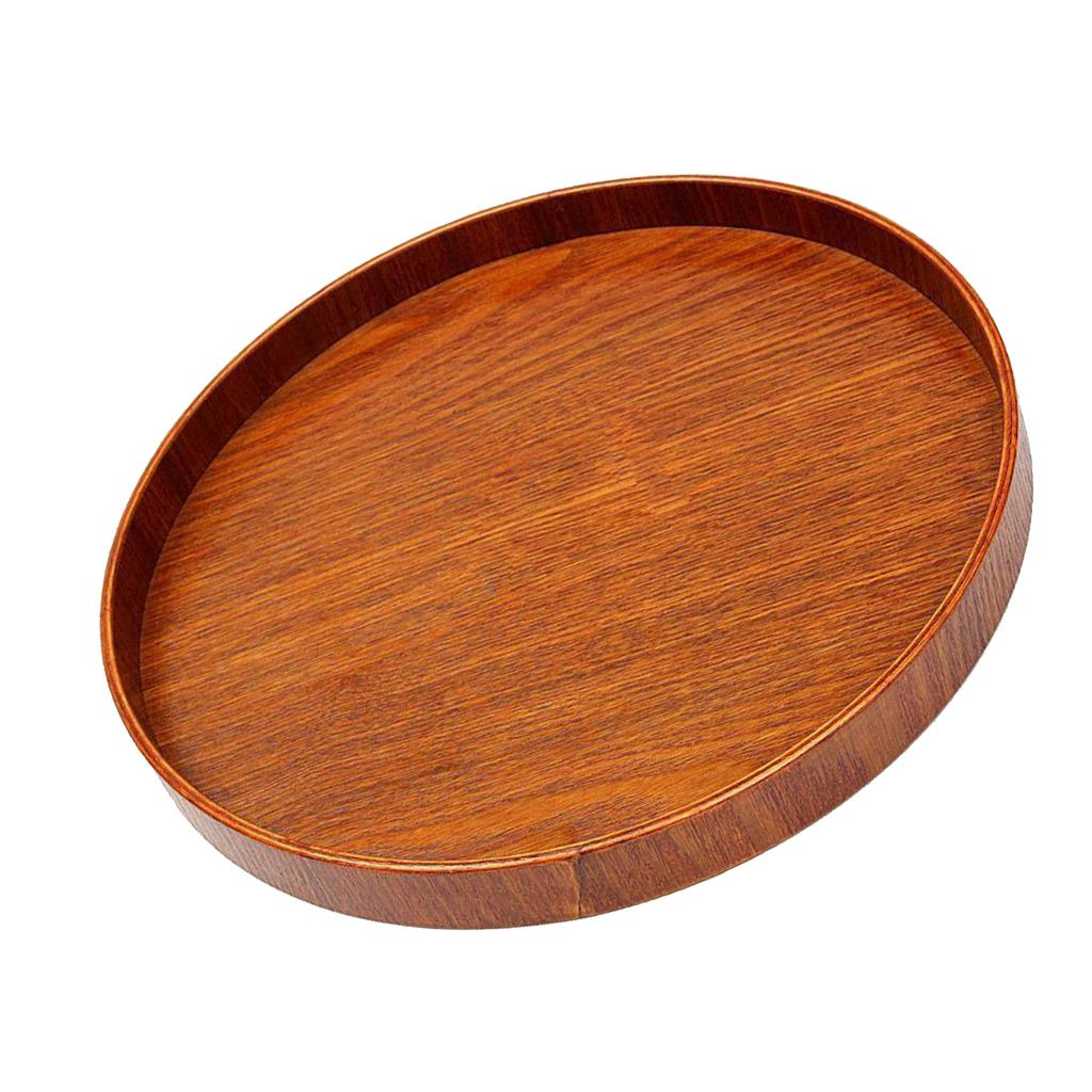 1pc Round Wooden Dinner Food Snack Serving Trays Salad Bowl Platter M