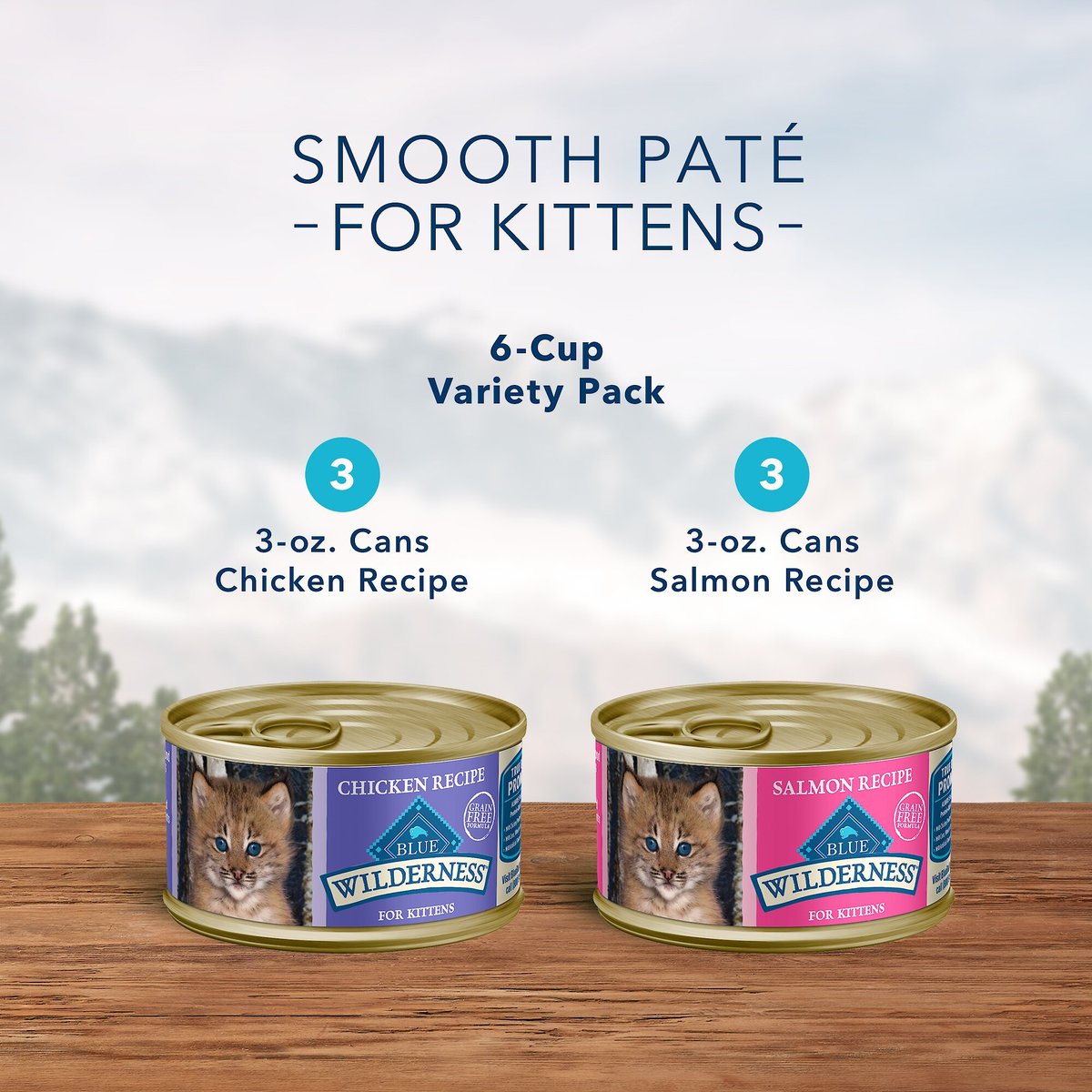 Blue Buffalo Wilderness Pate Kitten Variety Pack with Chicken and Salmon Grain-Free Cat Food Trays