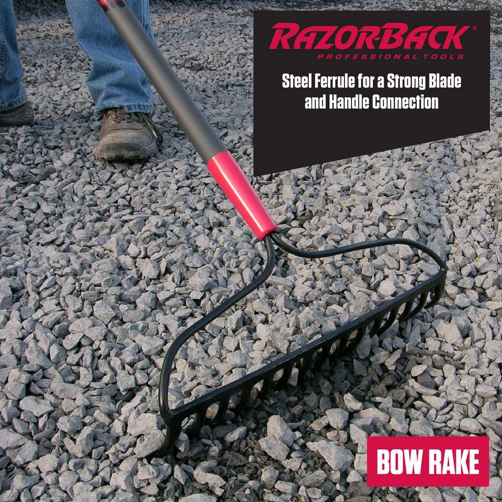 Razor-Back 60.75 in. Fiberglass Handle15-Tine Forged Steel Bow Rake 2853900