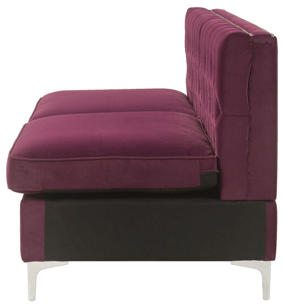 Modular Armless Sofa  Burgundy Velvet   Contemporary   Sofas   by Acme Furniture  Houzz