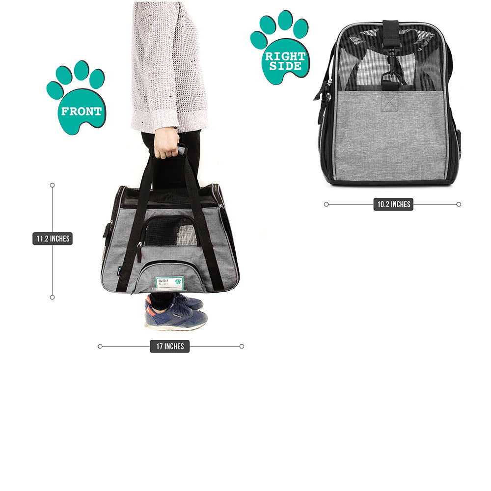 PetAmi Premium Airline Approved Soft Sided Pet Carrier， Heather Gray