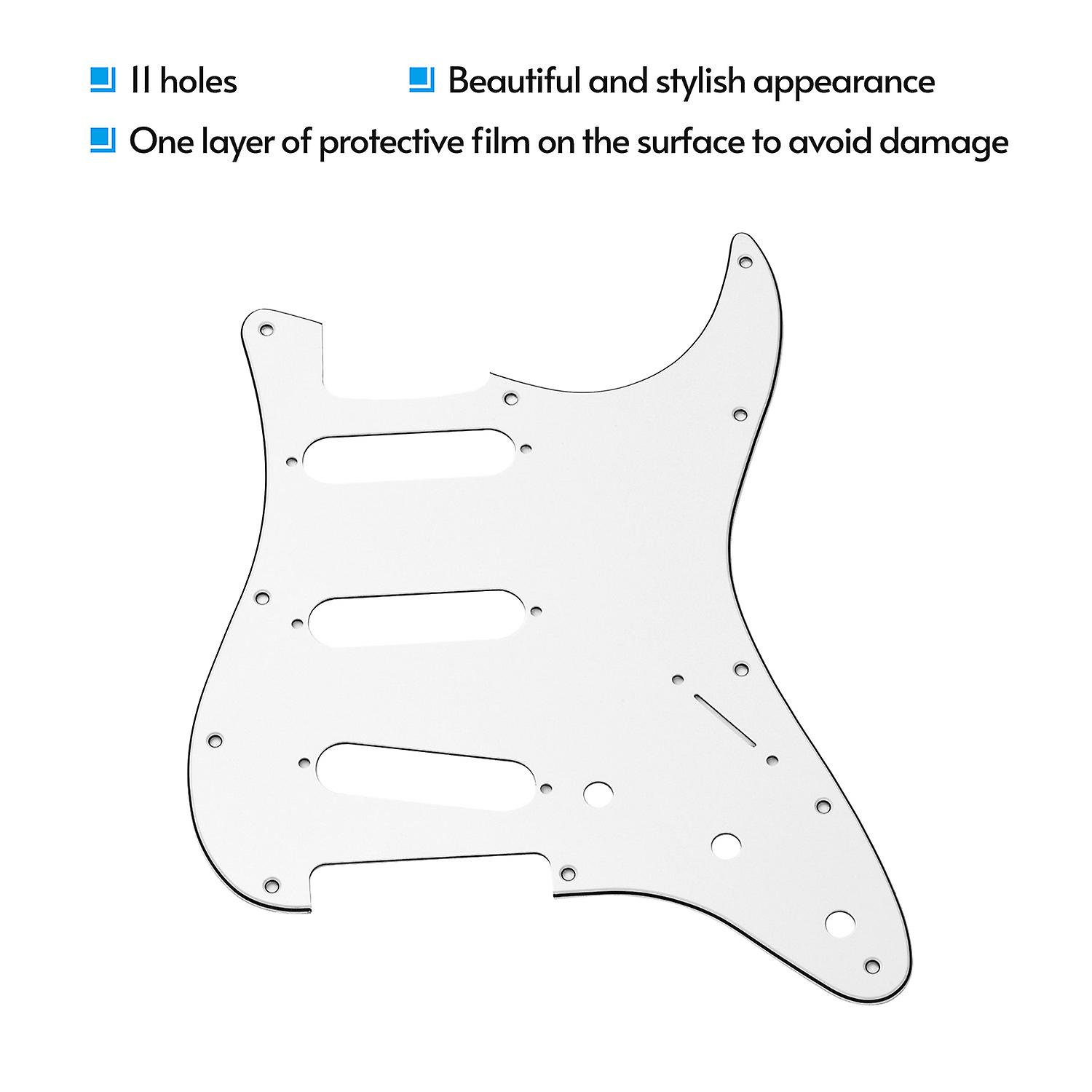 Standard 11 Hole Guitar Pickguard 3 Ply Panels Pickguard With Screws For St Guitar White