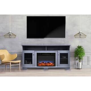 Cambridge Savona 59 in. Electric Fireplace with Multi-Color LED Flame Display in Blue CAM6022-1SBLLED