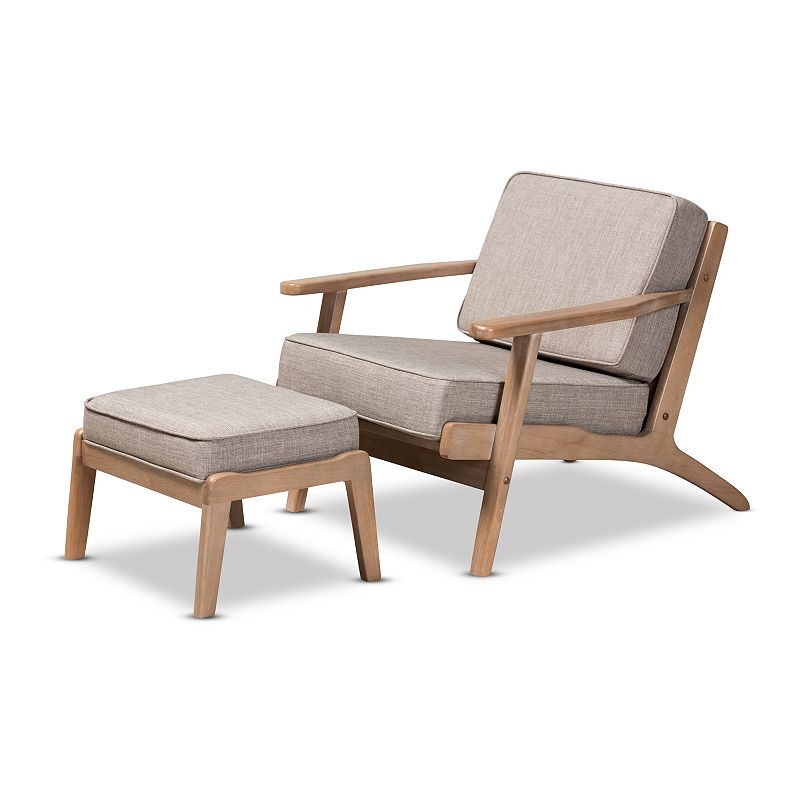 Baxton Studio Sigrid Arm Chair and Ottoman 2-piece Set