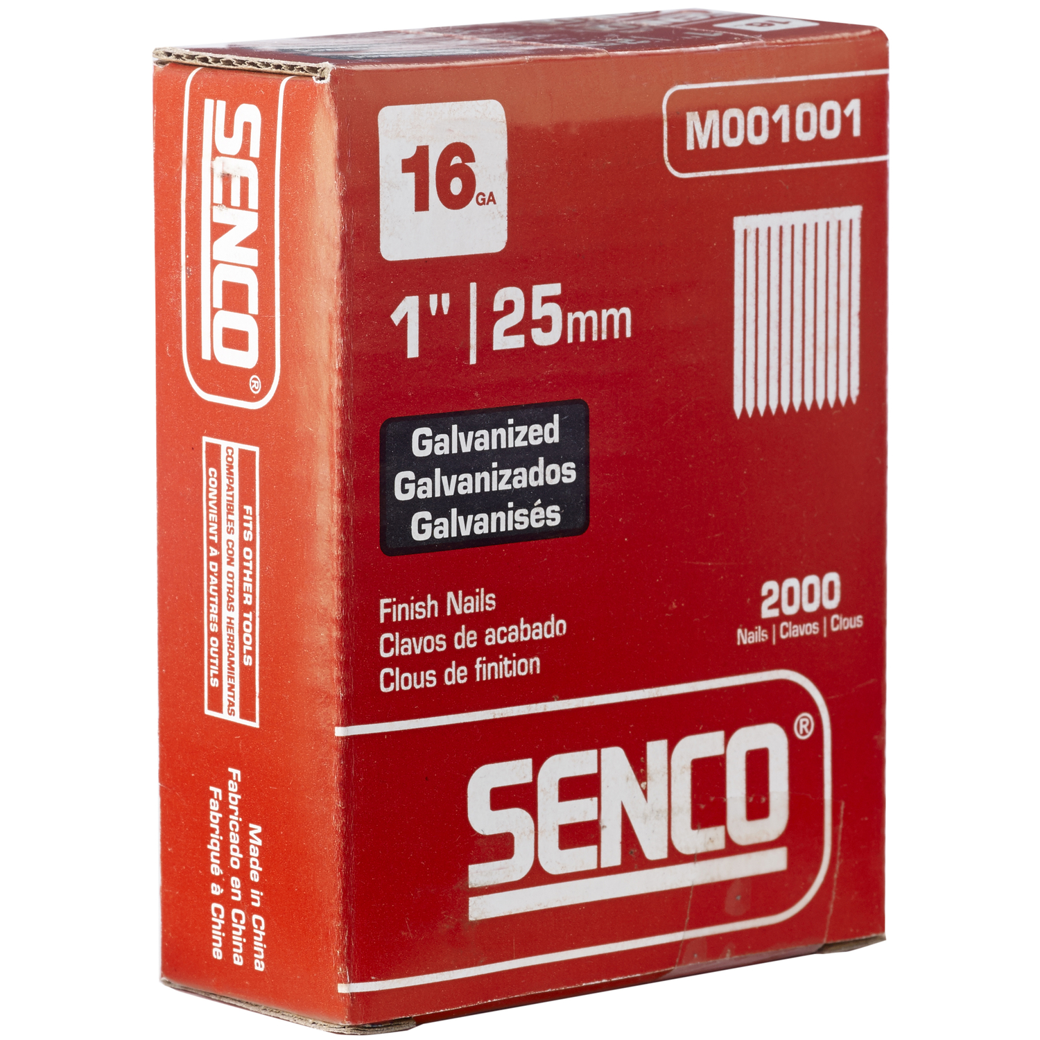 Senco 1 in. 16 Ga. Straight Strip Galvanized Finish Nails 20 deg 2，000 pk