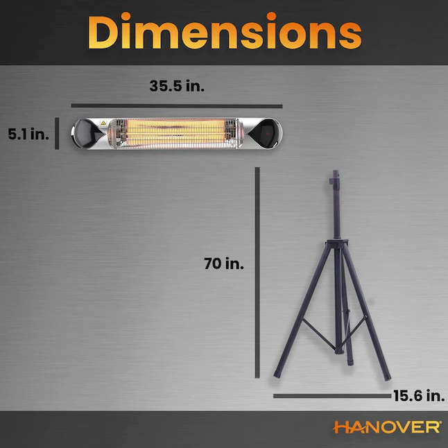 Hanover HAN1051ICSLV-TP 5118-BTU 120-Volt Silver/Black Steel Electric Patio Heater