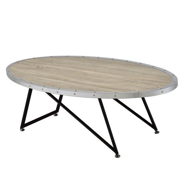 Urban Designs 46-inch Weathered Gray Oak Oval Coffee Table