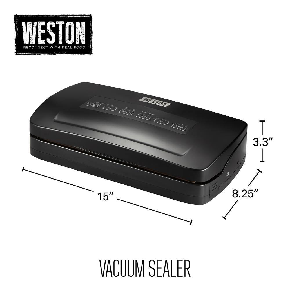 Weston Black Food Vacuum Sealer with Roll Storage and Bag Cutter 65-3001-W