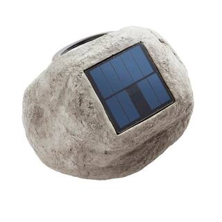 Hampton Bay 30 Lumens Gray Solar Integrated LED Outdoor Rock Spotlight with Adjustable Lamp Head 92360-801