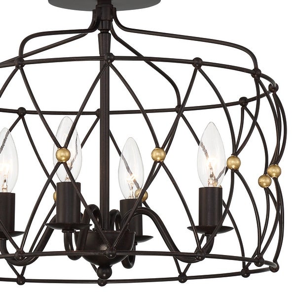 Zucca 4 Light English Bronze and Antique Gold Ceiling Mount - 16.5''W x 13''H