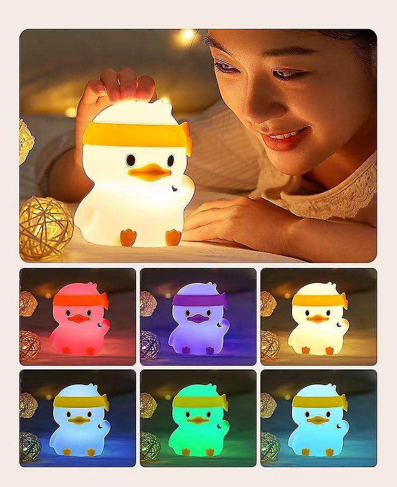 Cute Kids Night Light Night Lamp Night Lights For Kids Bedroom Toddler Baby Portable Silicone Battery Led Nightlight Nursery(duck)