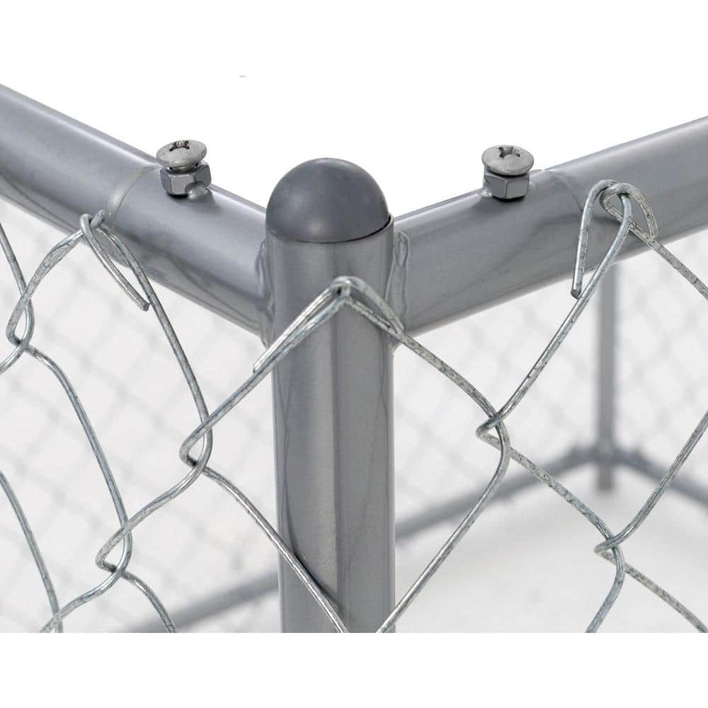 Lucky Dog 4 ft. H x 5 ft. W x 10 ft. L or 4 ft. H x 8 ft. W x 6.5 ft. L - 2-in-1 Galvanized Chain Link with PC Frame Box Kit CL 41028EZ