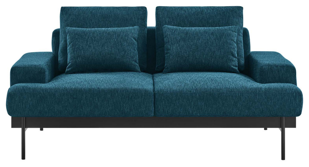 Proximity Upholstered Fabric Loveseat  Azure   Midcentury   Loveseats   by Homesquare  Houzz