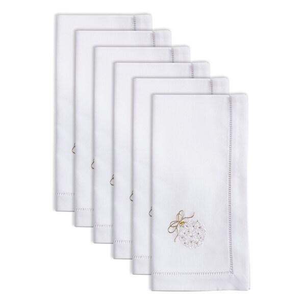 Merry and Bright Ornament Embroidered Napkin (Set of 6)