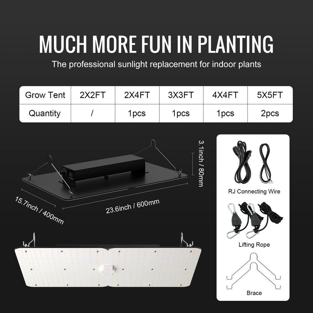 VEVOR 300 Watt LED Plant Grow Light Full Spectrum Dimmable Growing Lamp  281B+PRO Chip 30006500K Color Changing Light LZB320W23110VJT6LV1