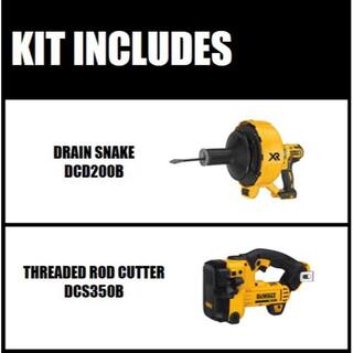 DW 20V MAX Cordless Brushless Drain Snake and Cordless Threaded Rod Cutter DCD200BW350B