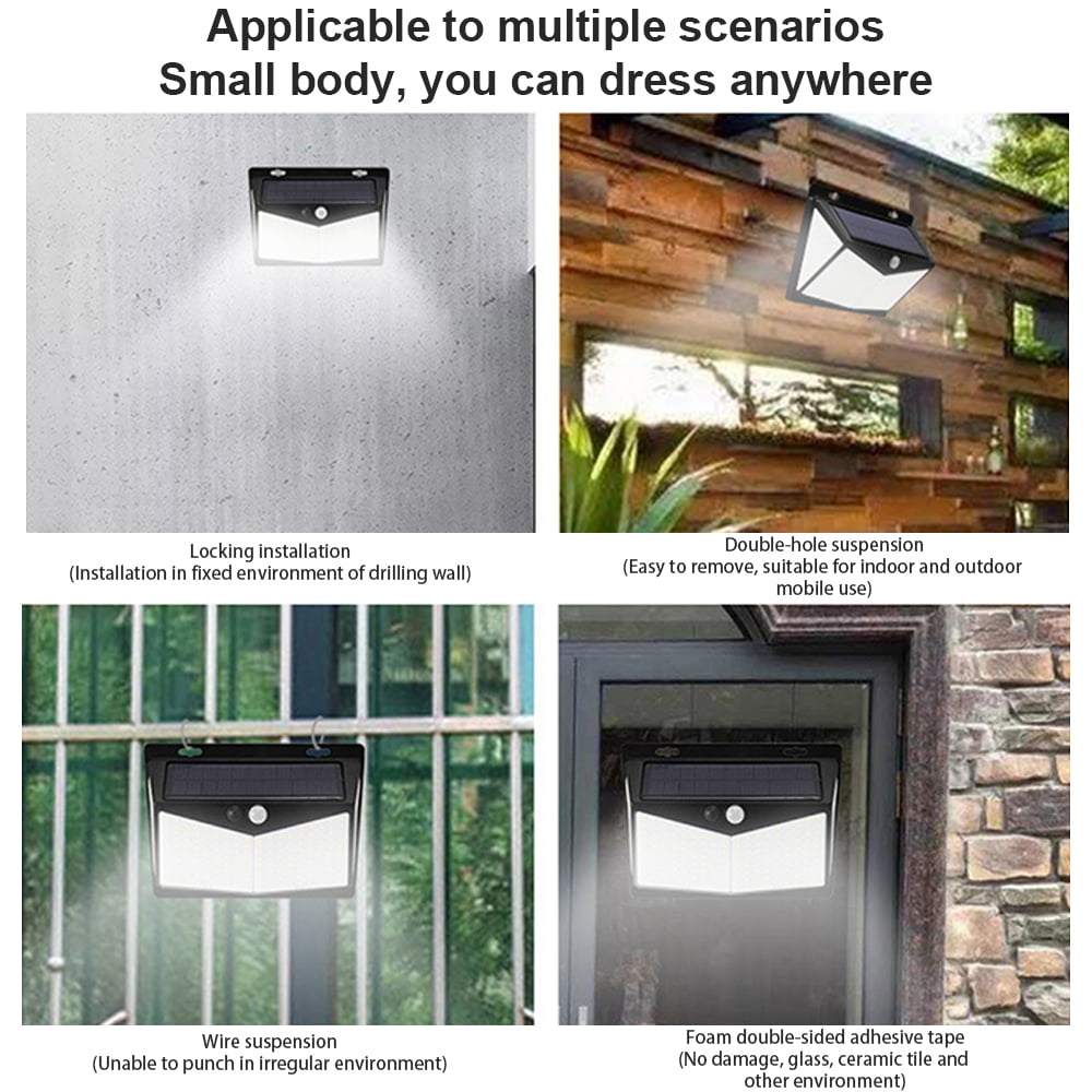 2Pack Solar Lights Outdoor 208 LED Wireless Motion Sensor Night Light 3 Modes Security Wall Lamp IP65 Waterproof Solar Powered Lights for Steps Yard Garage Porch Patio